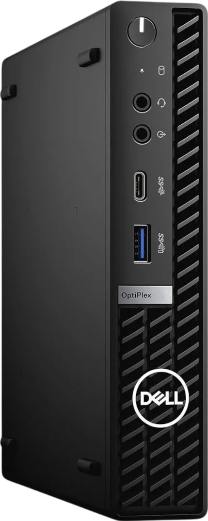 Refurbished Dell Optiplex Micro Tiny PC with Intel Core i7-11700T processor, compact desktop computer, front view