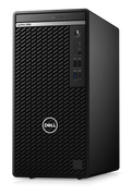 Dell OptiPlex Tower desktop with Intel Core i7-10700 processor, showing the refurbished desktop computer with front ports and vents.