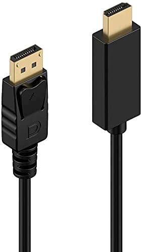 Uniway Computers DisplayPort to HDMI video cable showing connectors and cable detail for high-definition video transfer.