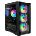 Uniway Gaming PC with AMD Ryzen 5 7600X processor, black gaming desktop computer with sleek design and front ports.