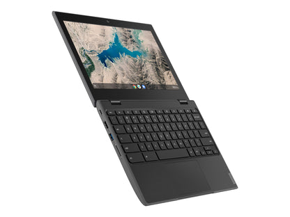 Lenovo Chromebook 100e 2nd Gen laptop with 11.6-inch display and AMD A4-9120C processor, refurbished condition.