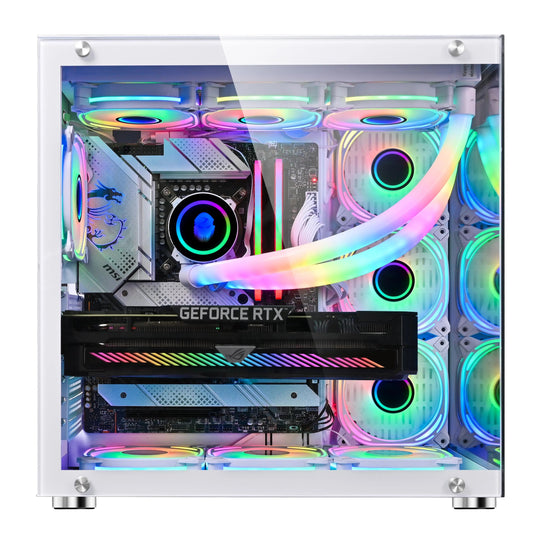 WJCOOLMAN Robin Gaming Computer case Support ATX. Tempered Glass Side Panel, ATX Tower, PC Case with 6 x Preinstalled ARGB Fans - Uniway Computers