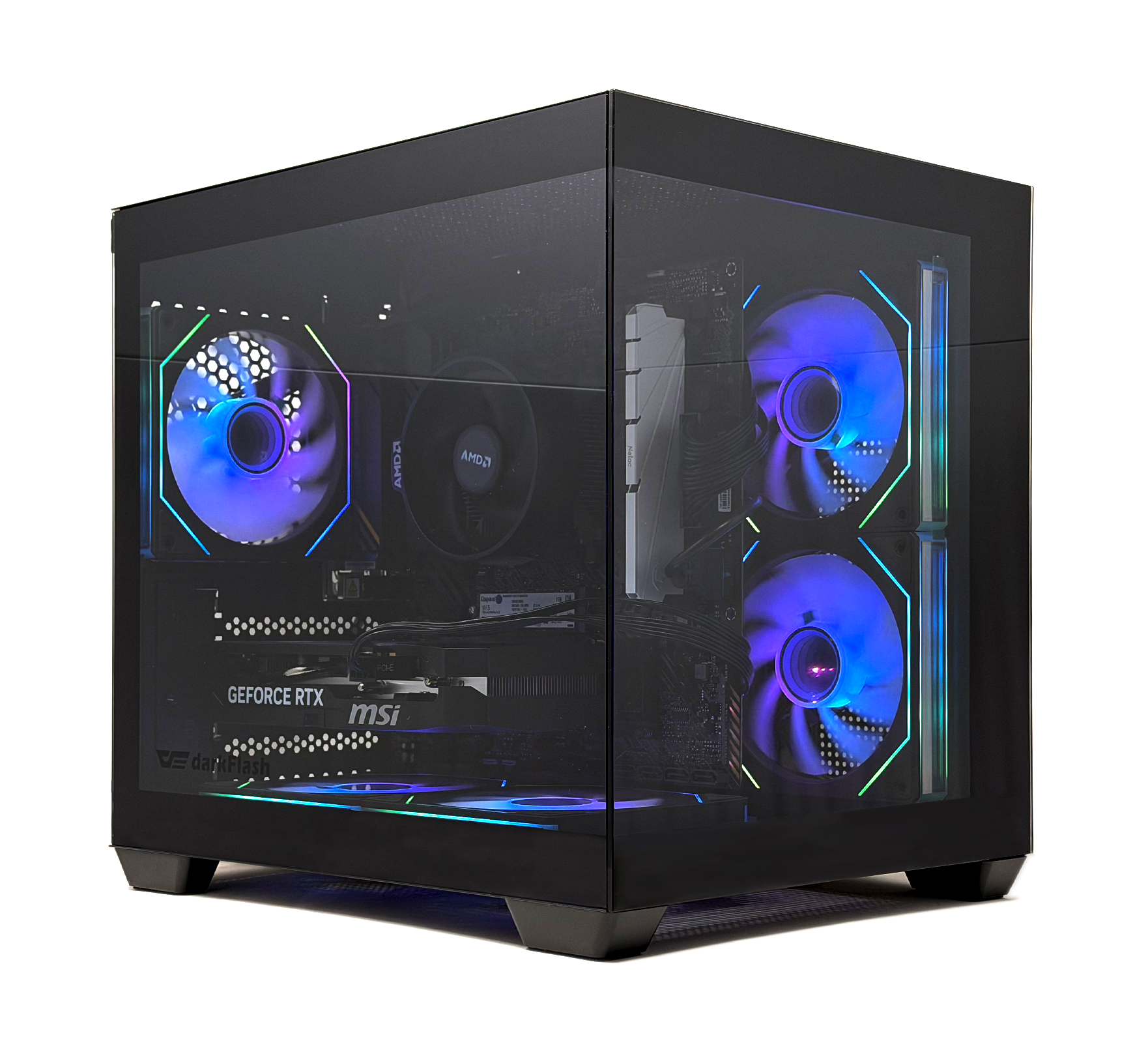 Uniway Gaming PC featuring AMD Ryzen 7 5700X, 32GB DDR4 RAM, 1TB NVMe, and RTX 5060 graphics card.