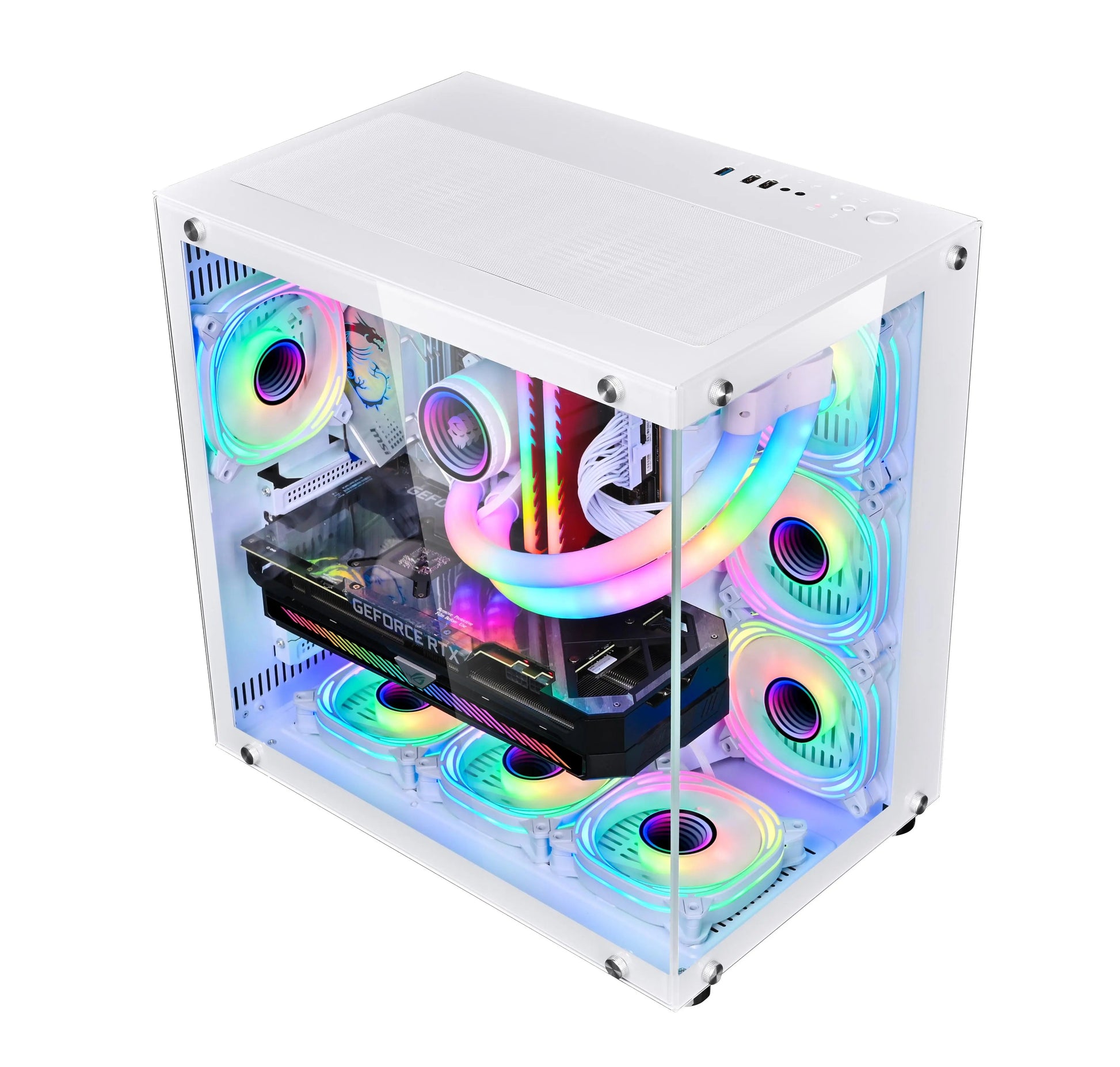 WJCOOLMAN Robin Gaming Computer case Support ATX. Tempered Glass Side Panel, ATX Tower, PC Case with 6 x Preinstalled ARGB Fans - Uniway Computers