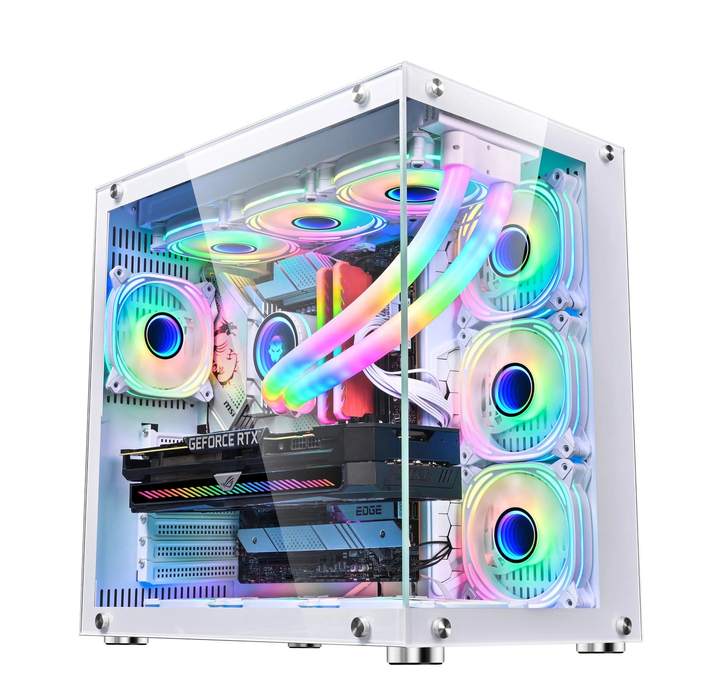 WJCOOLMAN Robin Gaming Computer case Support ATX. Tempered Glass Side Panel, ATX Tower, PC Case with 6 x Preinstalled ARGB Fans - Uniway Computers