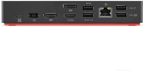 Dell Lenovo 40AS USB-C Docking Station Gen2 showing ports and sleek design for connecting multiple devices.
