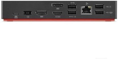 Dell Lenovo 40AS USB-C Docking Station Gen2 showing ports and sleek design for connecting multiple devices.