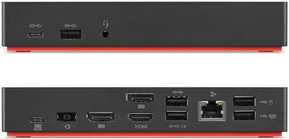 Refurbished Dell Lenovo 40AS USB-C Docking Gen2 station with multiple ports and sleek design for versatile connectivity.