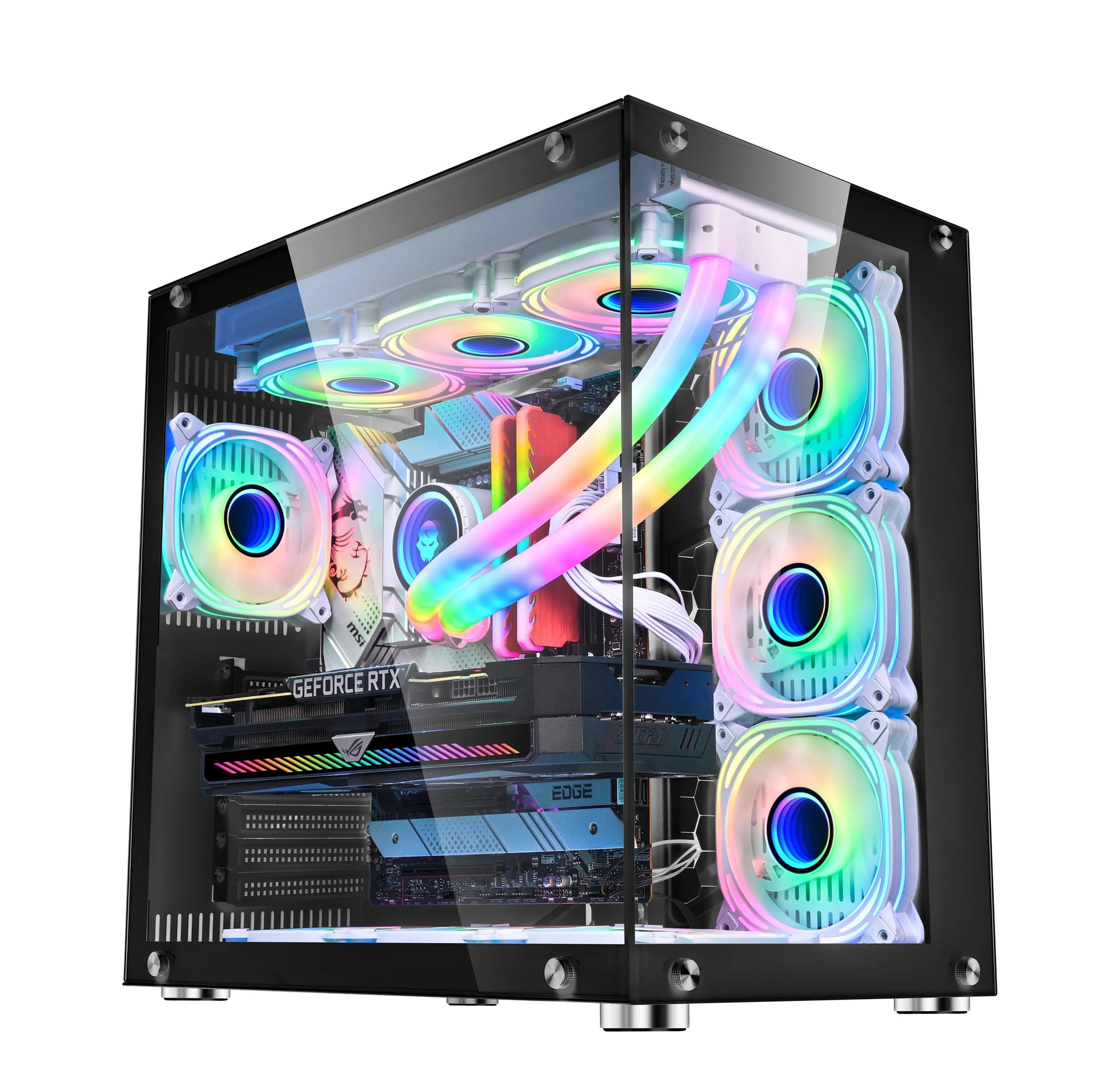 WJCOOLMAN Robin Gaming Computer case Support ATX. Tempered Glass Side Panel, ATX Tower, PC Case with 6 x Preinstalled ARGB Fans - Uniway Computers