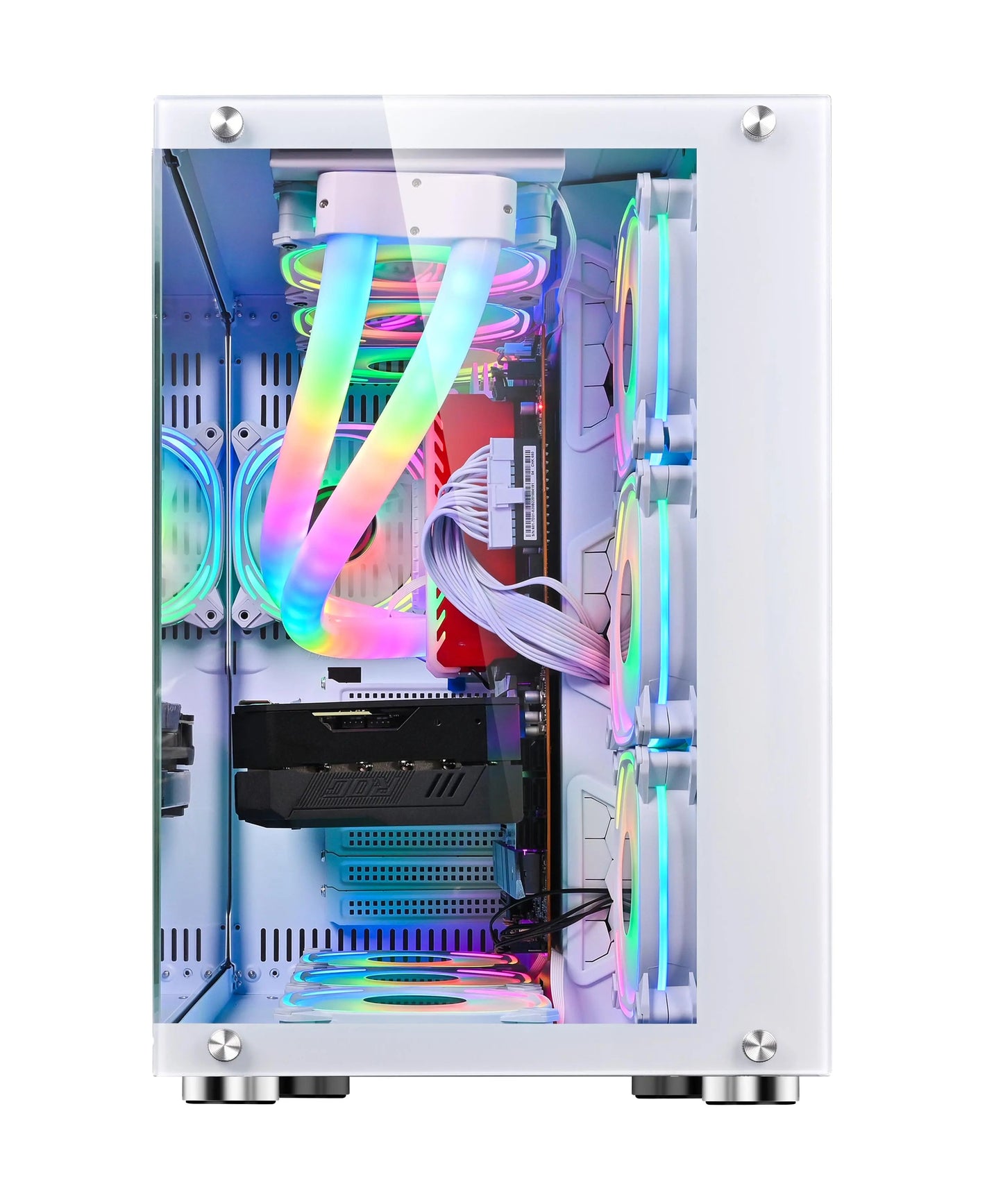 WJCOOLMAN Robin Gaming Computer case Support ATX. Tempered Glass Side Panel, ATX Tower, PC Case with 6 x Preinstalled ARGB Fans - Uniway Computers