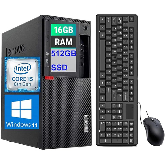 Refurbished (Good) - Lenovo ThinkCentre M920T Desktop I5 8500 Core 8G/16G Ram 256G/512G SSD Win11 Pro with Keyboard & Mouse - Uniway Computers