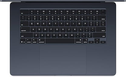 Apple MacBook Air 15.3" in Midnight Blue with M2 chip, 8GB RAM, and 256GB SSD, showcasing a sleek, lightweight design.