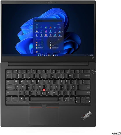 Lenovo ThinkPad E14 Gen 5 laptop with a 14" black display, Intel Core i5-1335U, 16GB RAM, and 512GB SSD.