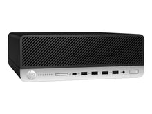 Refurbished HP small form factor desktop computer with Intel Core i5-7500 processor, compact design and black finish.