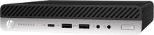 HP Mini Desktop in black, featuring Intel Core i5-7500T, 8GB RAM, 128GB SSD, and Windows 11 Pro, refurbished tiny PC.