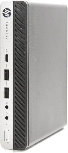 HP Mini Refurbished Desktop PC with AMD A10 processor, compact tiny computer for home and office use.