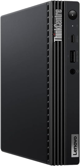 Refurbished Lenovo ThinkCentre Tiny PC with Intel Core i7-10700T processor, compact desktop computer on a white background.