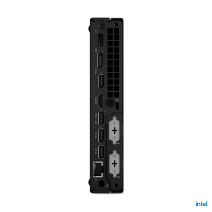 Refurbished Lenovo ThinkCentre Tiny PC with Intel Core i7-12700T processor, compact desktop computer on a clean white background.
