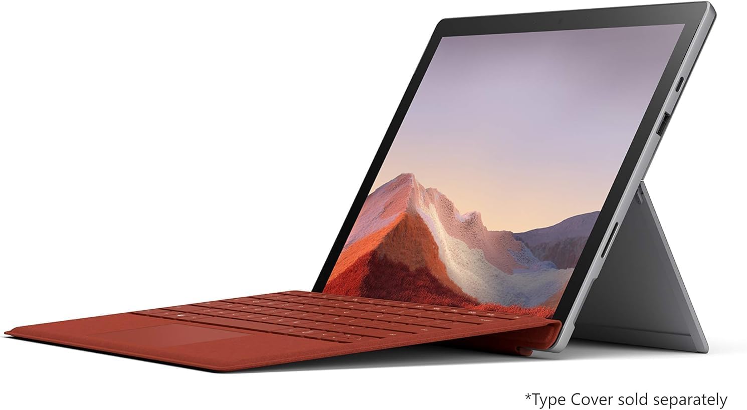 Microsoft Surface Pro 7+ laptop with 12.3-inch display, Intel Core i7, 16GB RAM, silver finish, running Windows 11 Pro.