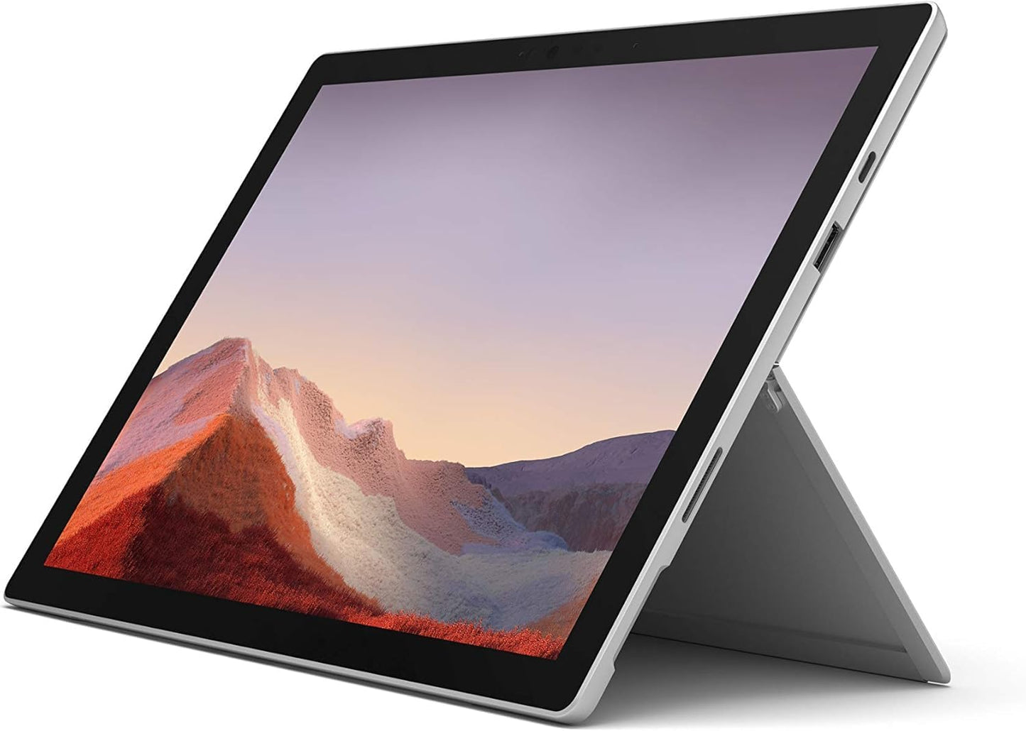 Microsoft Surface Pro 7+ laptop with 12.3-inch screen, Intel Core i7, 16GB RAM, 256GB SSD in silver, running Windows 11 Pro