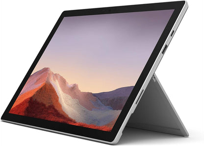 Microsoft Surface Pro 7+ laptop with 12.3-inch screen, Intel Core i7, 16GB RAM, 256GB SSD in silver, running Windows 11 Pro