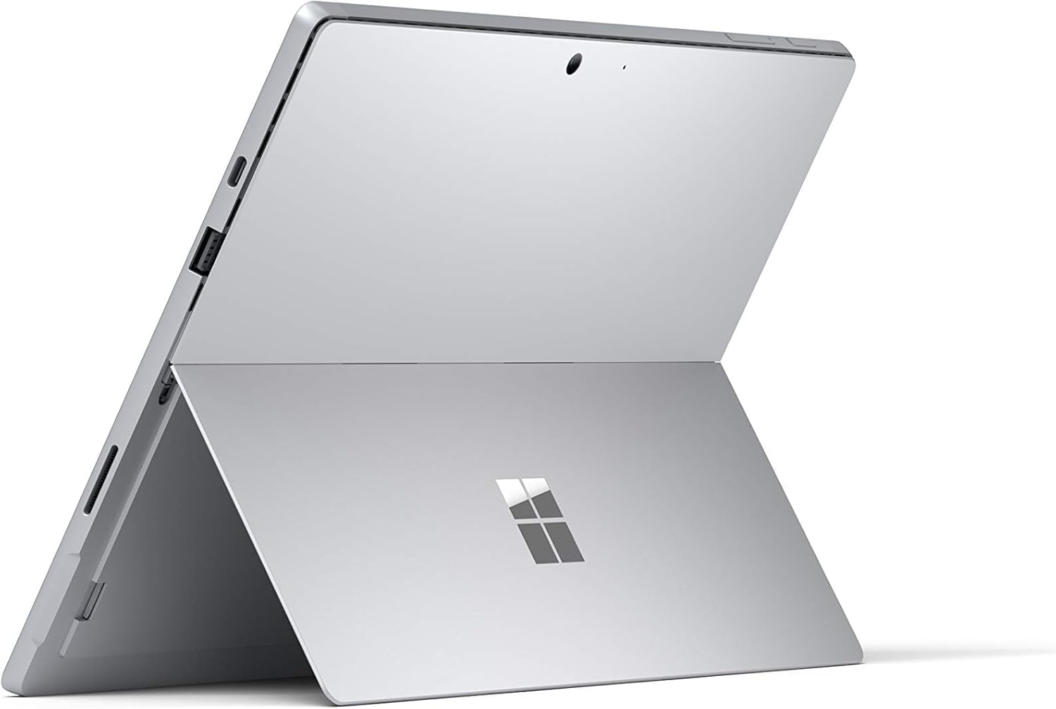 Microsoft Surface Pro 7+ laptop with 12.3-inch display, Intel Core i7, 16GB RAM, 256GB SSD in silver, running Windows 11 Pro