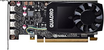 Refurbished NVIDIA Quadro P1000 4GB GDDR5 workstation graphics card with 4 mini DisplayPorts and NVIDIA branding.