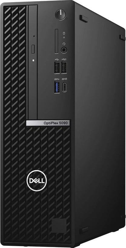 Dell OptiPlex Small Form Factor desktop in black with Intel Core i7-10700, 16GB RAM, and 256GB SSD. Refurbished unit.