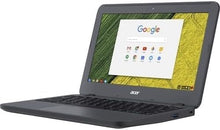 Acer Chromebook 11 N7 C731 refurbished laptop with 11.6-inch display and Intel Celeron N3060 processor, open showing keyboard.