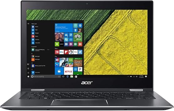 Acer Spin 5 13.3-inch refurbished laptop with Intel Core i5-8250U processor, open to show keyboard and screen.