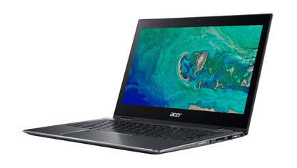 Acer Spin 5 13.3-inch refurbished laptop with Intel Core i5 processor, open showing keyboard and screen.