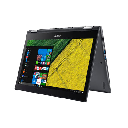 Acer Spin 5 13.3-inch refurbished laptop with Intel Core i5 processor, open showing keyboard and screen.