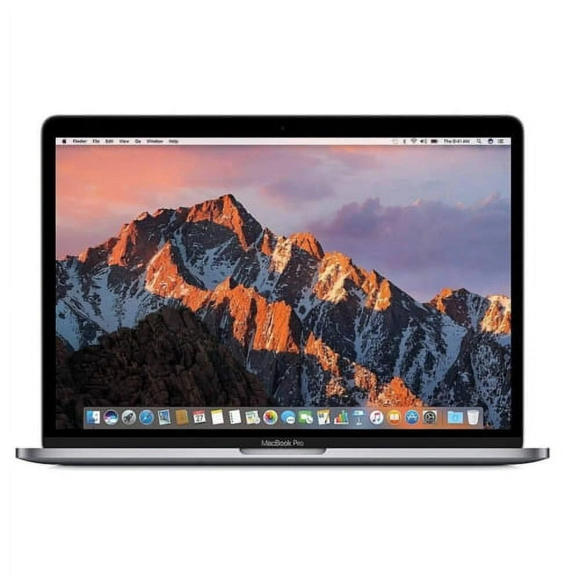 Apple MacBook Pro 13.3-inch A1708 refurbished laptop in space gray with Intel Core i5 processor, showing the laptop's screen and keyboard