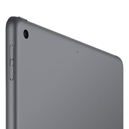 Apple iPad 10.2-inch 9th Gen refurbished tablet with Wi-Fi and A13 chip, shown with the screen turned on.
