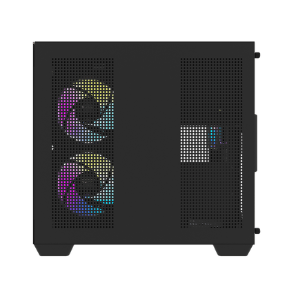 Darkflash C275P M-ATX gaming computer case with full view dual tempered glass panels in black.