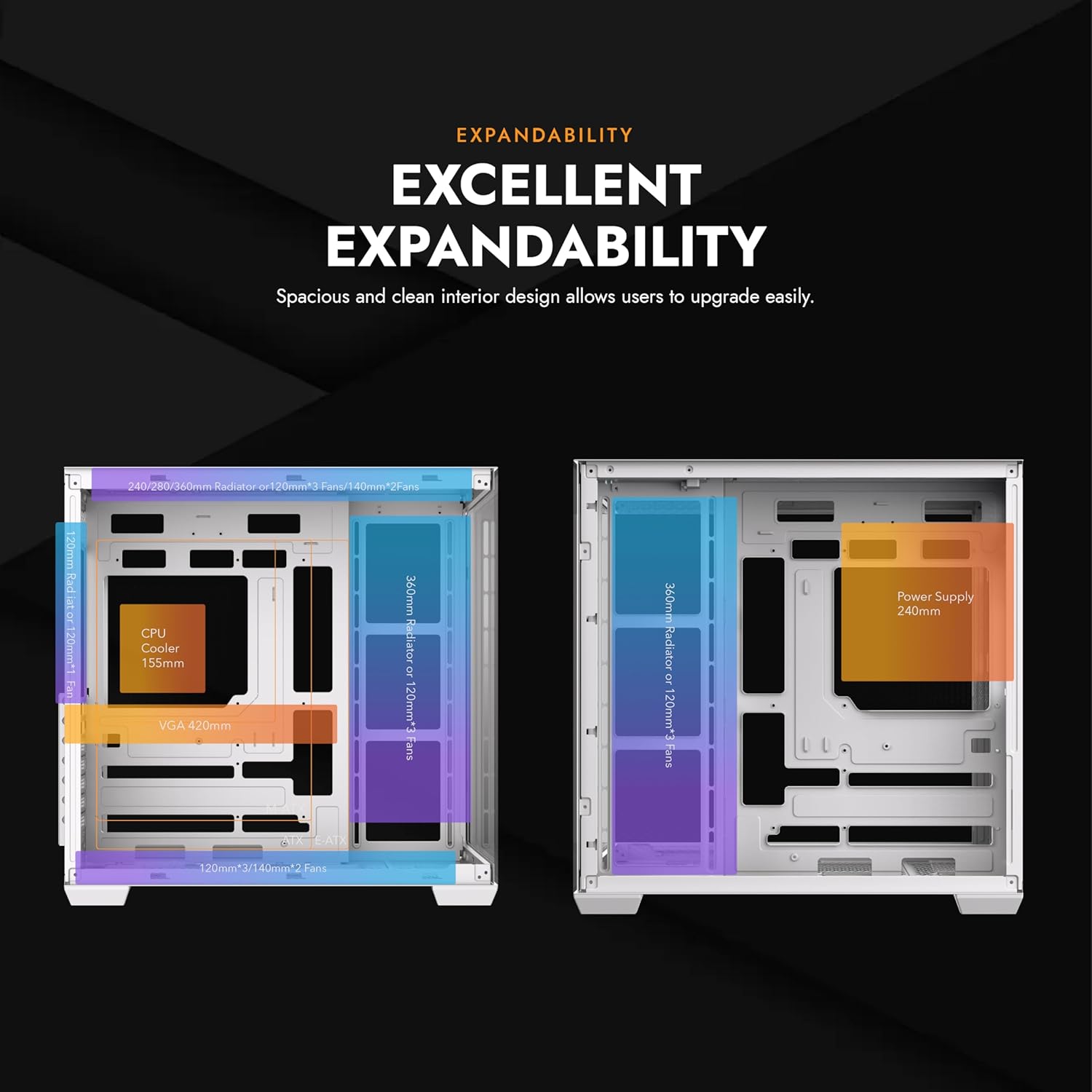 Darkflash C280 ATX gaming computer case with 270° panoramic tempered glass side panel and sleek black design.