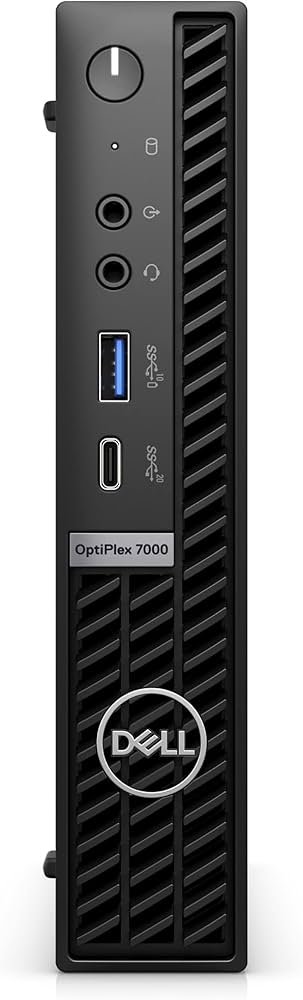 Refurbished Dell Optiplex Micro Tiny PC with Intel Core i5-12500T processor, compact desktop computer on a white background.