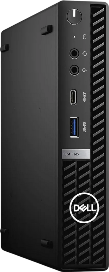 Refurbished Dell Optiplex Micro Tiny PC with Intel Core i7-11700T processor, compact desktop computer, front view