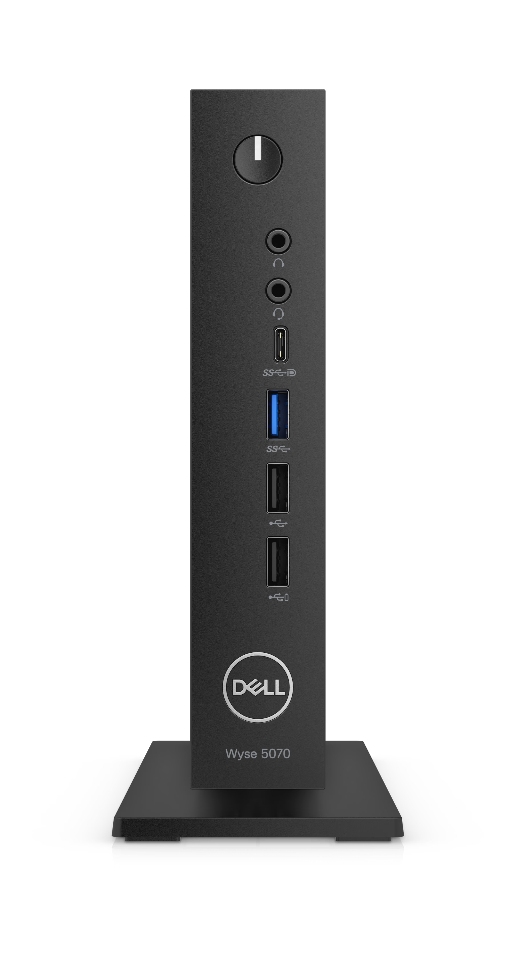 Dell Wyse Micro Refurbished Tiny PC with Intel Celeron J4105 processor, compact desktop computer on a neutral background.
