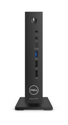 Dell Wyse Micro Refurbished Tiny PC with Intel Celeron J4105 processor, compact desktop computer on a neutral background.