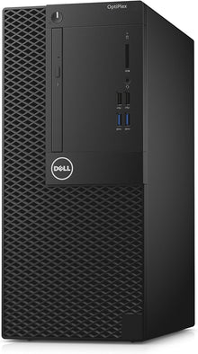 Dell OptiPlex refurbished tower desktop with Intel Core i5-7200U processor, black case, front port panel, and power button.