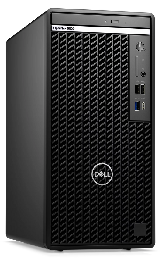 Dell OptiPlex Tower desktop computer with Intel Core i7-12700 processor, refurbished, featuring a black tower case and front ports