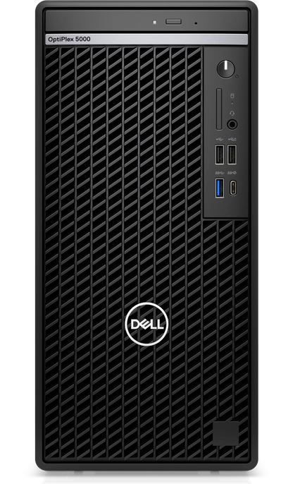 Dell OptiPlex tower desktop with Intel Core i7-12700 processor, featuring a sleek black case and standard ports.