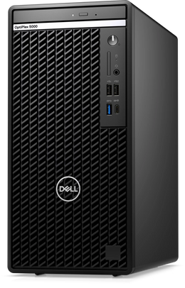Refurbished Dell OptiPlex tower desktop with Intel Core i7-12700 processor, black case, and front USB ports.