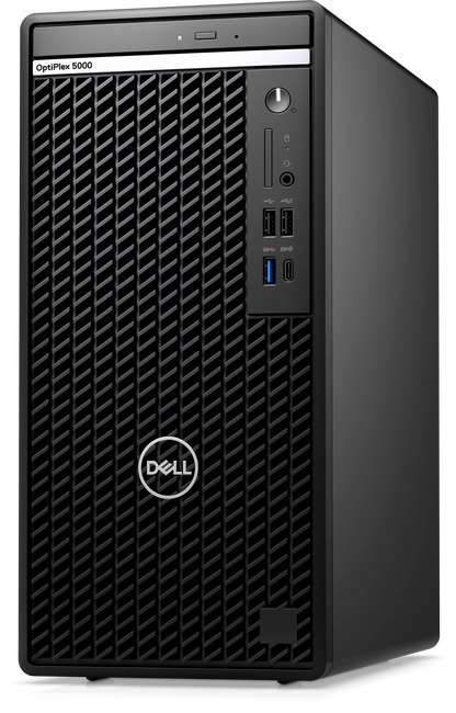 Refurbished Dell OptiPlex tower desktop with Intel Core i7-12700 processor, black case, and front USB ports.