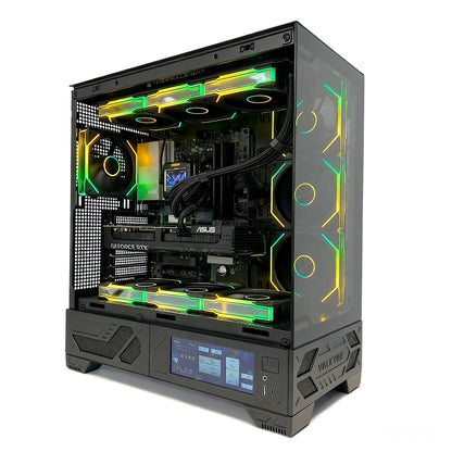 Uniway Gaming PC with AMD Ryzen 9 9950X3D processor, gaming computer featuring a sleek black case and RGB lighting.
