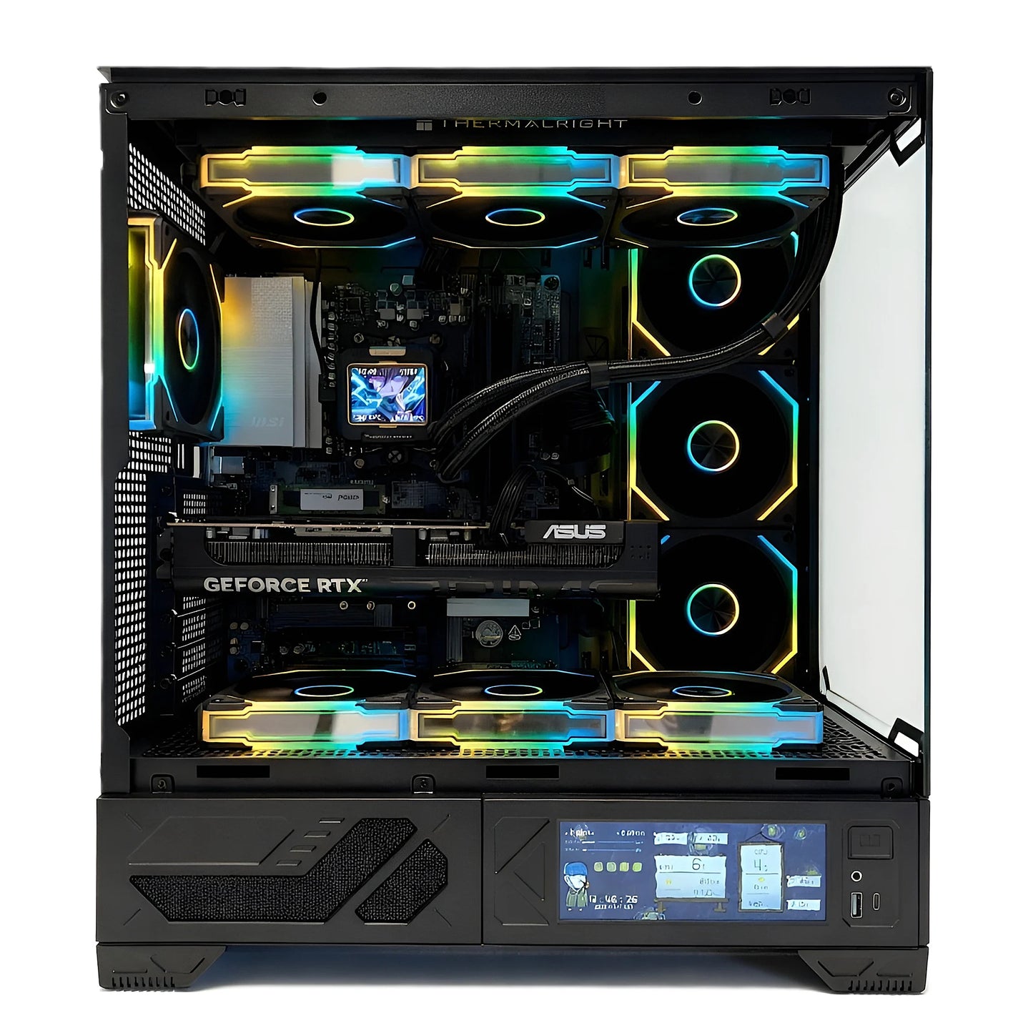 Uniway Gaming PC with AMD Ryzen 9 9950X3D processor, gaming computer featuring a sleek black case and customizable RGB lighting.