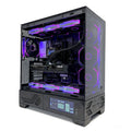 Uniway Gaming PC with AMD Ryzen 9 9950X3D processor, black gaming computer tower with RGB lighting, high-performance gaming setup