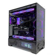 Uniway Gaming PC with AMD Ryzen 9 9950X3D processor, black gaming computer tower with RGB lighting, high-performance gaming setup