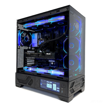 Uniway Gaming PC with AMD Ryzen 9 9950X3D processor, high-performance gaming computer with sleek black case and RGB lighting.